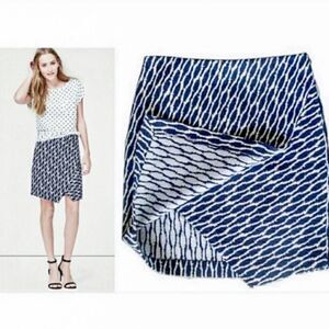 Ann Tylor LOFT Ikat Wrap Skirt Blue/White Size Medium